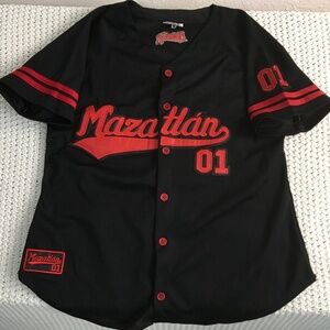 MAZATLAN 01 JERSEY BLACK AND RED SIZE YOUTH MEDIUM